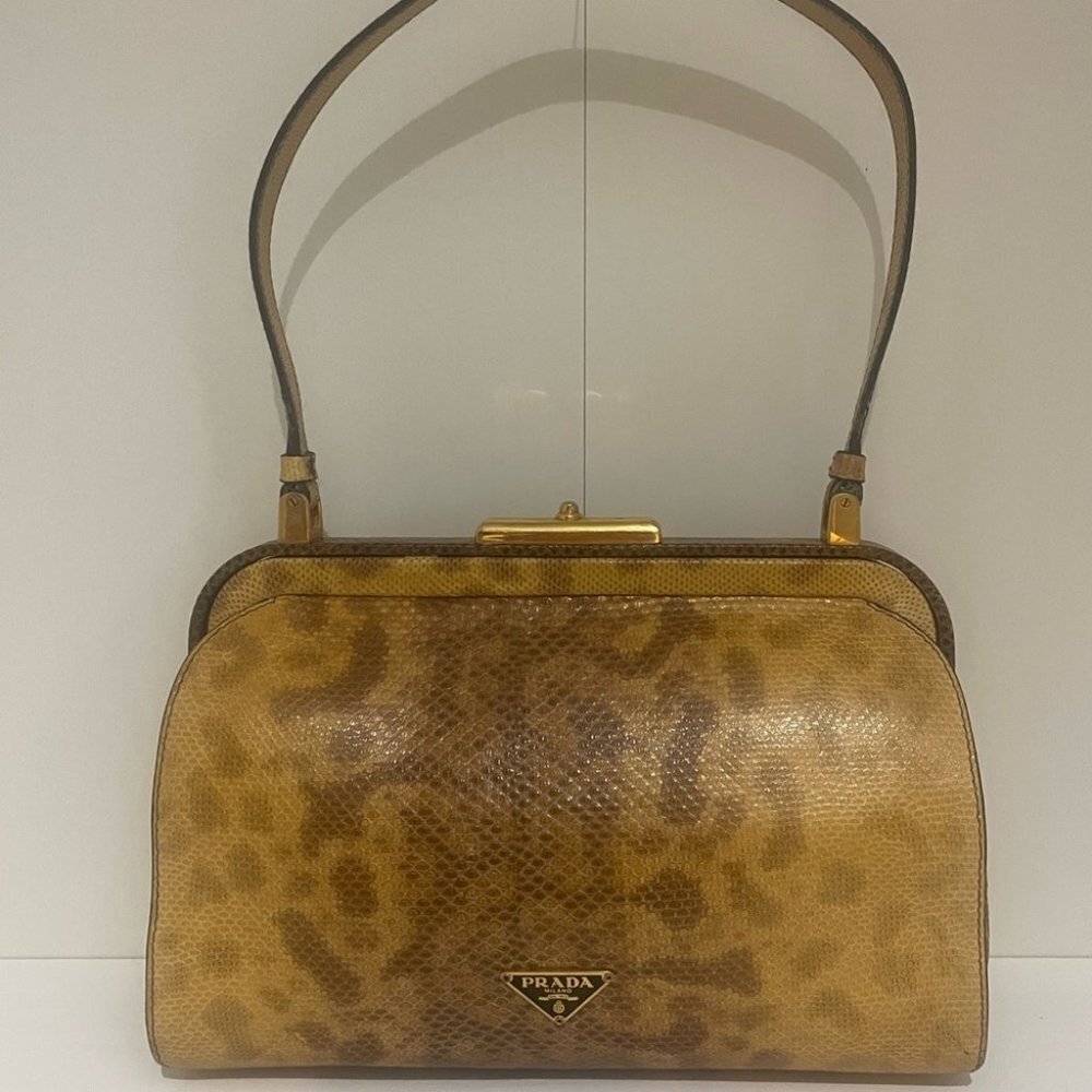 Prada Embossed Python Shoulder Bag